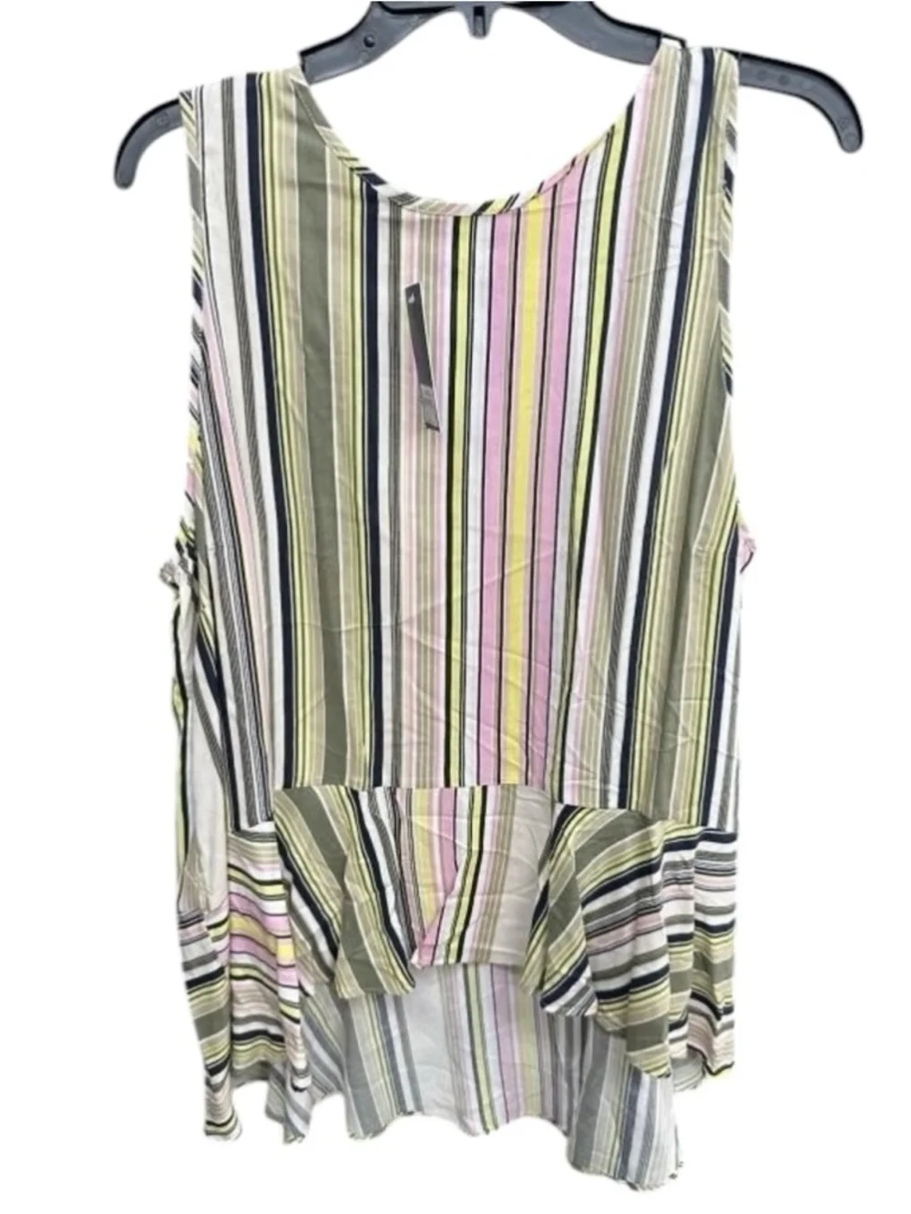 Libby Edelman Dreamy Strips Peplum Sleeveless Hi-Low Top Size XL (20” PTP) NWT - Picture 2 of 7